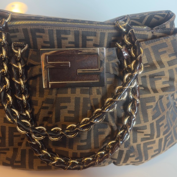 Fendi Brown FF Zucca Logo Shoulder Bag - Picture 10 of 10